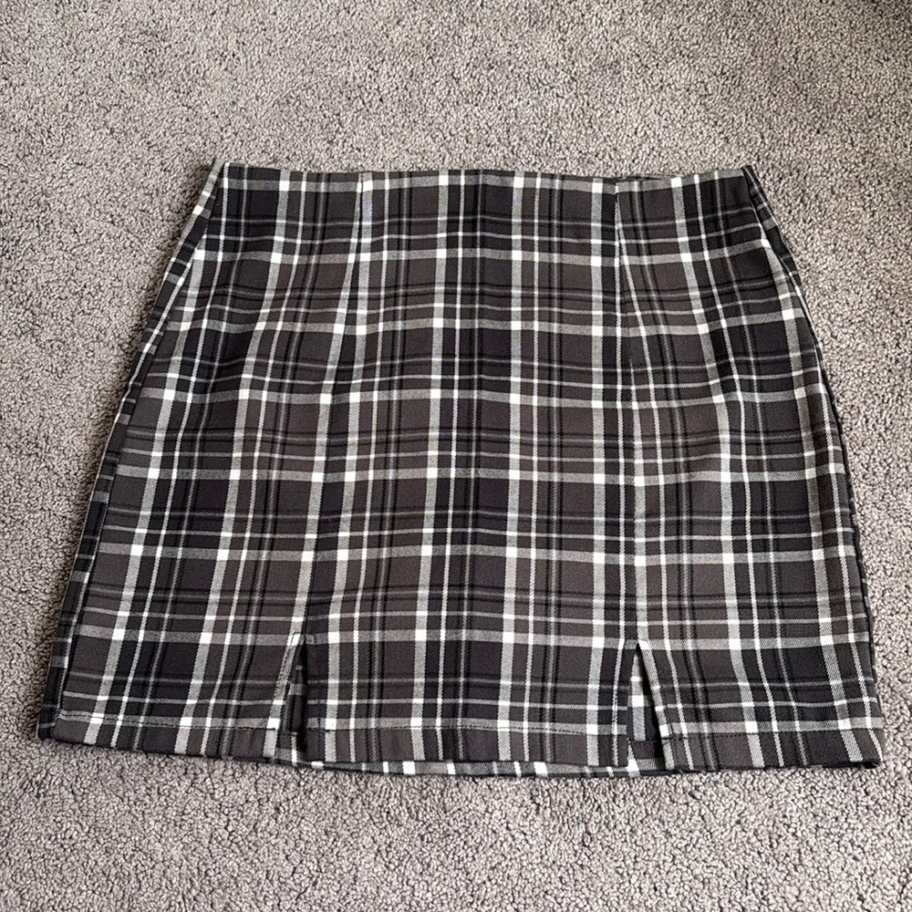 Plaid Black and White Mini Skirt